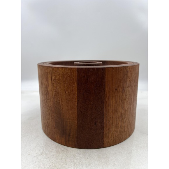 Dansk Teak Ice Bucket Mid Century Modern Barrel Lid Danish Denmark Wood Barware